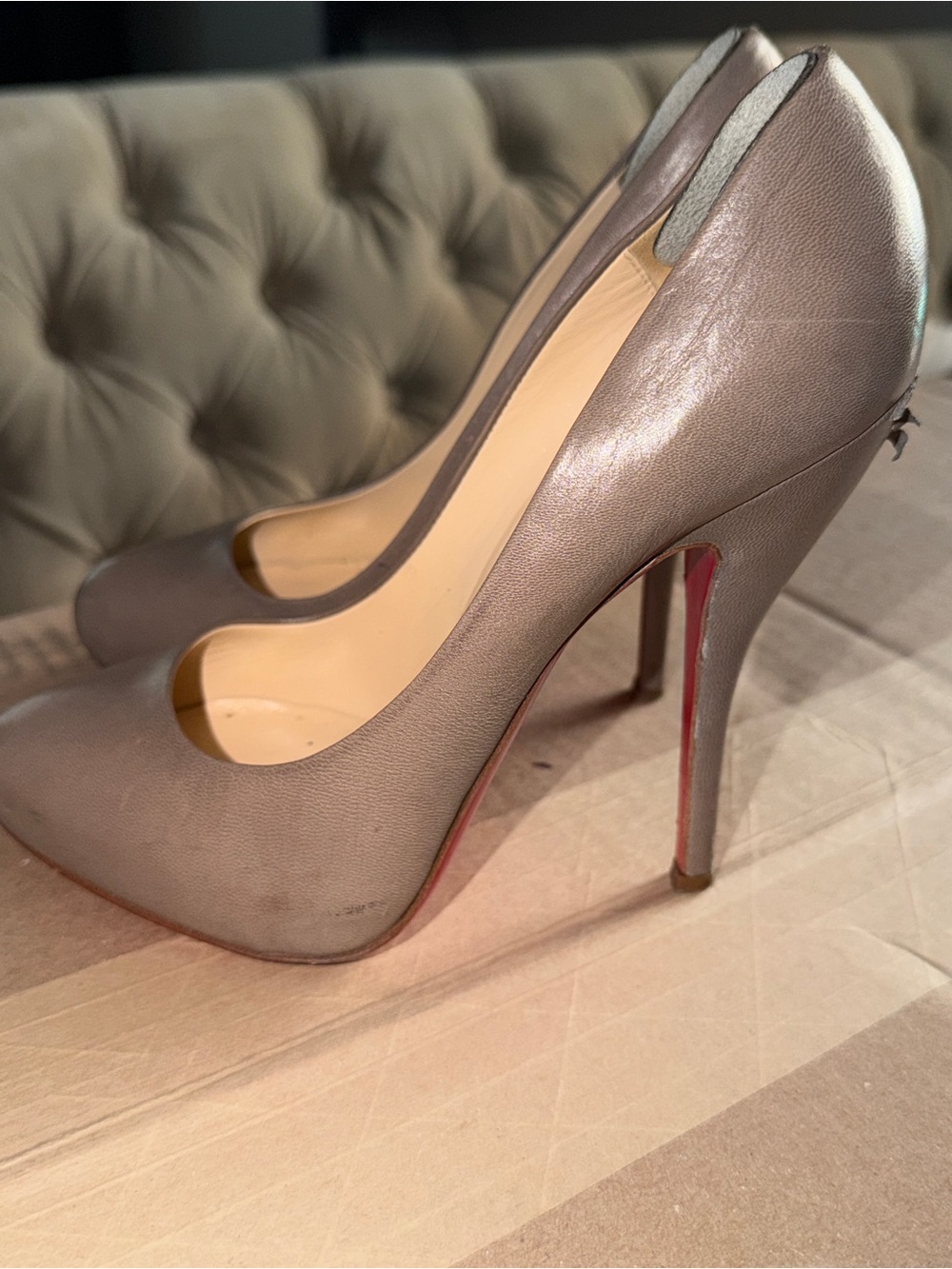 Yves Saint Laurent Metallic Taupe High Heel Pumps